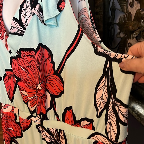 Iman Global Chic Maxi Dress Green Tropical Print Sleeveless NWOT Sz 4X - Picture 5 of 14